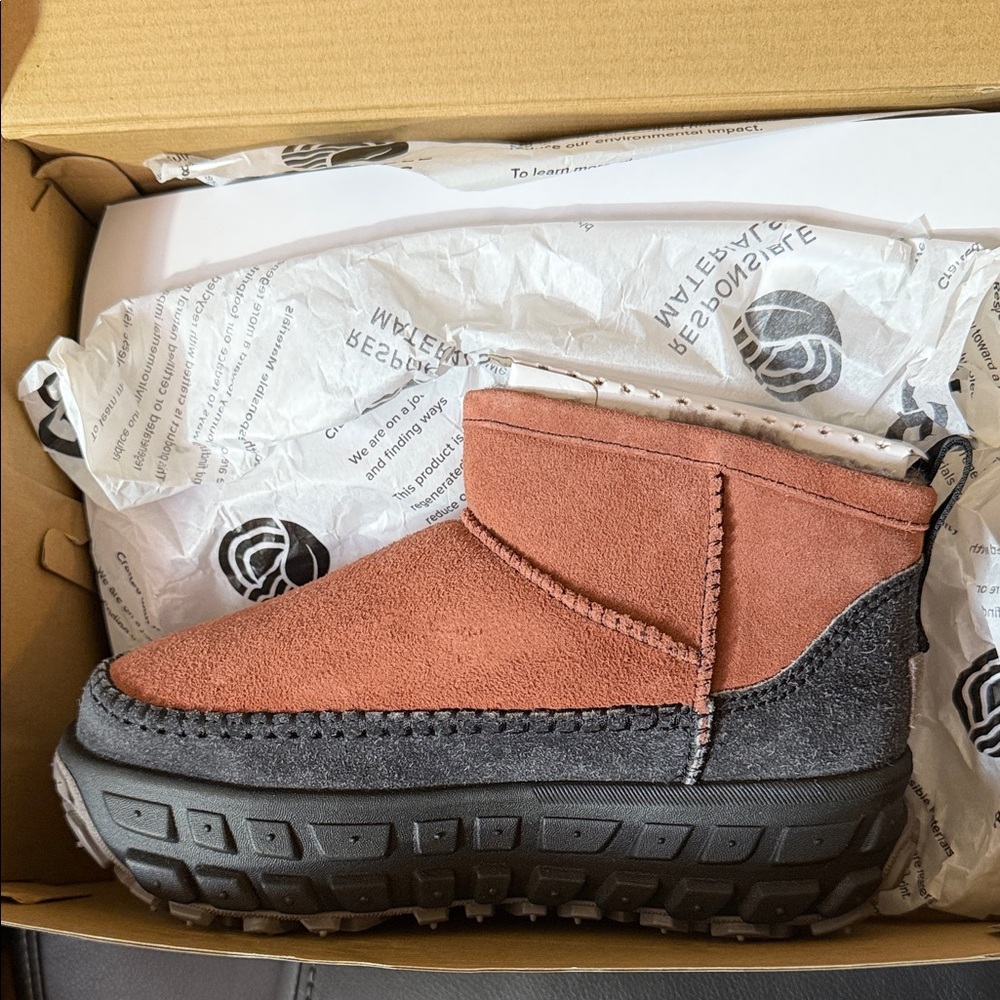 UGG Chestnut and Charcoal Suede Boots